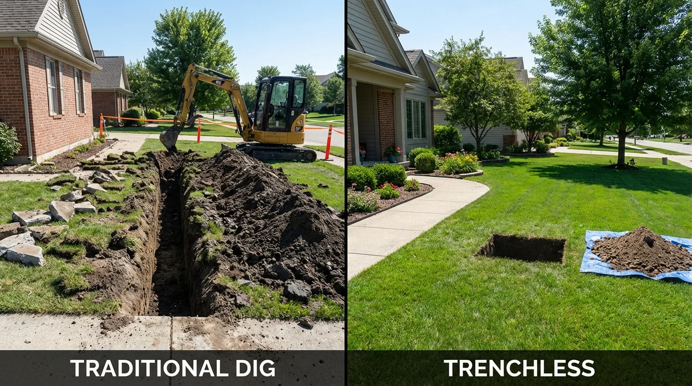 Trenchless sewer repair with minimal yard damage versus traditional excavation in South Gate, CA